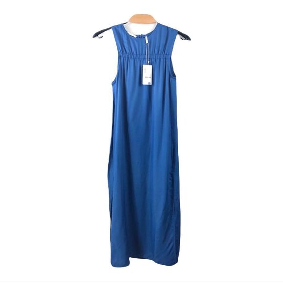 NEW Helmut Lang Cerulean Blue Sleeveless Elasticated Viscose Dress Size 0 - Picture 2 of 7